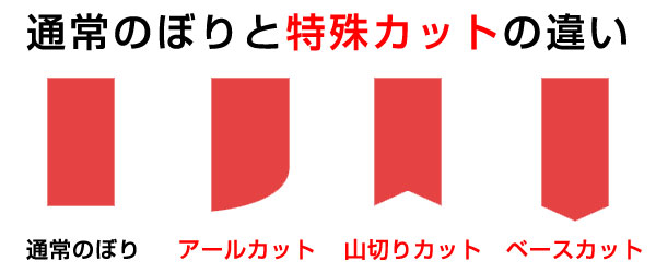 通常のぼりと特殊カットの違い