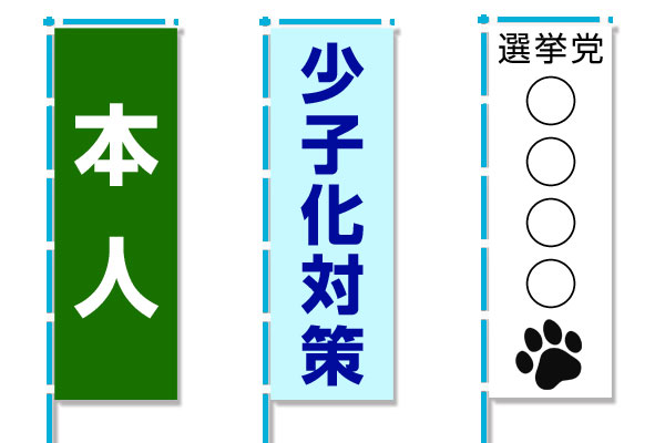 選挙で使われるのぼりの一例